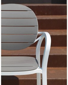 PALMA záhradná stolička s podrúčkami bianco/bianco