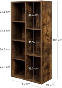 7-priehradková knižnica, polica na knihy, rustikálna hnedá
