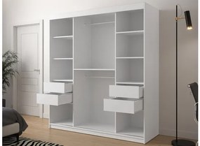 Moderná šatníková skriňa so zrkadlom Ratintu 2 180 cm, zásuvka: nie, Farby: biela / biela + čierny mat