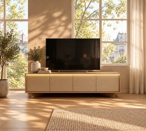 TV STOLÍK GALLIANO DUB BOLIVAR + CAPPUCCINO LED 204 cm