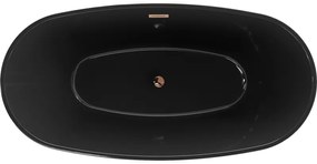 Mexen Eris, voľne stojaca vaňa 170 x 80 cm, čierna,  ružové zlato prepad, 53441708070-60