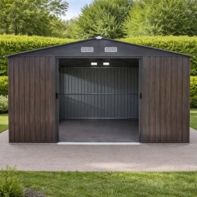 Záhradný domček BestBerg BBSH-1113WT / 13,3 m² / 342,5 x 389 x 202 cm / biele drevo/taupe