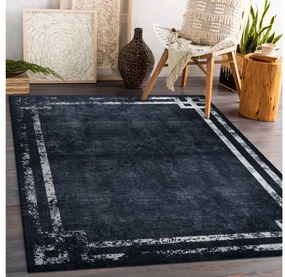 Dywany Łuszczów, Kusový koberec ANDRE Frame 1486, 160x220, šedá, chodba / predsieň