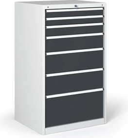 Dielenská zásuvková skriňa na náradie G345, 7 zásuviek, 881 x 653 x 1200 mm, grafit