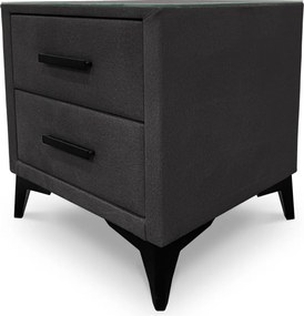 Nočný stolík s 2 zásuvkami Joy, grafitovo šedá látka