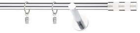 Dekorstudio Chrómová jednoradová garniža biely VALEC 19mm Dĺžka: 320cm, Typ uchytenia: Držiak modern, Typ príslušenstva: Krúžky tiché so štipcami