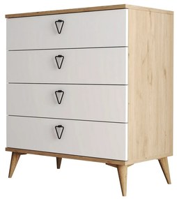 Komoda Versa v bielej a dubovej farbe