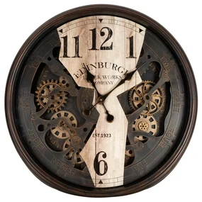 EUROFIRANY Dekoračné vintage nástenné hodiny 88 72x9 cm hnedé