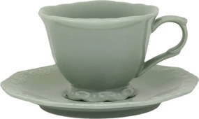 Zelená porcelánová šálka s tanierikom Provence lace verte - 9,5 cm / 180 ml