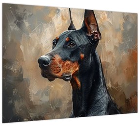 Sklenený obraz - Portrét Dobermana (70x50 cm)