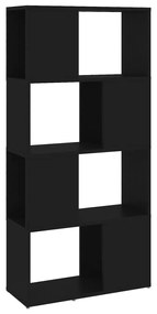 vidaXL Knižnica/deliaca stena čierna 60x24x124,5 cm drevotrieska