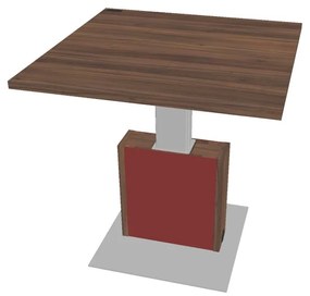 Výškovo nastaviteľný rokovací stôl Verno+ S 120 x 120 cm, orech / červená