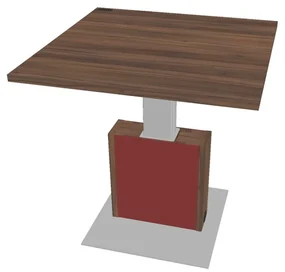 Výškovo nastaviteľný rokovací stôl Verno+ S 120 x 120 cm, orech / červená