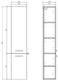 Cersanit S1003-001 - Závesná kúpeľňová skrinka NIKO 140x30 cm orech