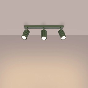 Bodové svietidlo Karbon, 3x olivovo zelené kovové tienidlo, (možnosť polohovania)