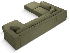 Svetlozelená rohová pohovka do "U", ľavý roh Esther – Milo Casa