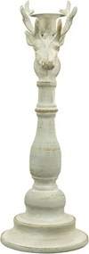 Šedý antik kovový svietnik ArtFerro s jeleňom - 13,5*13,5*37cm