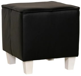 Kožený taburet AS, čierna (K-70/nohy wenge)