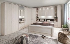Rohová šatníková skriňa Luxor 130/127 cm, polárny smrekovec