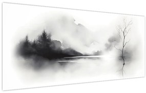 Obraz - Atramentová maľba krajiny (120x50 cm)