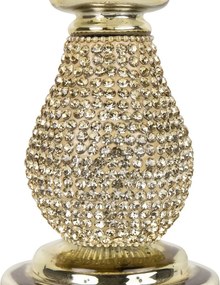 Zlatý sklenený svietnik s kamienkami Rhinestone gold M - 16 cm