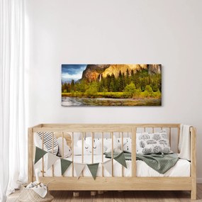 Obraz - Skaly pri jazere (120x50 cm)