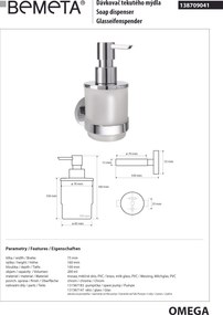 Bemeta Design OMEGA: Dávkovač mydla, 200 ml - 138709041