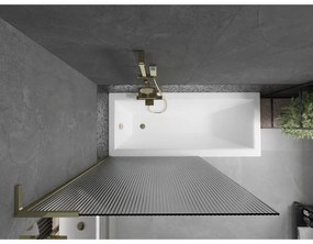 Mexen Next L, 1-krídlová vaňová zástena 100 x 150 cm, 6mm sklo s rebrovým vzorom, zlatý lesklý profil, 895-100-000-03-09-50