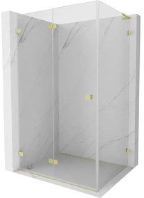 Mexen Lunar-F L, 1-krídlový sprchový kút so skladacími dverami, ľavý, 90 x 80 cm, 8mm číre sklo, zlatý matný profil, 836L-090-080-55-00-L