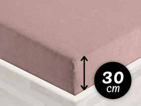 Froté napínacie prestieradlo na vysoký matrac FR-024 Hnedoružové 180 x 200 - výška 30 cm