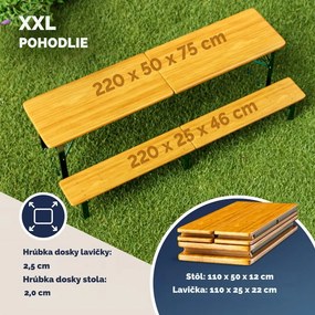 Pivný set MAXI sklápateľný, 220cm, prírodná hnedá Jurhan