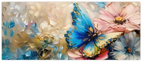 Obraz - Maľba kvetov a motýľov (120x50 cm)