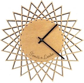 AMADEA Drevené hodiny nástenné v tvare slnka, masívne drevo, priemer 30 cm