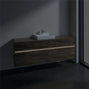 VILLEROY &amp; BOCH Collaro závesná skrinka pod umývadlo na dosku (umývadlo v strede), 4 zásuvky, s LED osvetlením, 1600 x 500 x 548 mm, Stone Oak, C077B0RK