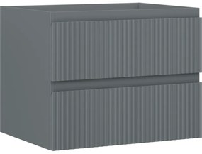 Mexen Rivel, kúpeľňová skrinka 60 cm, 2 zásuvky, drážkovaná, grafitová matná, 91A20-06047-2-BFF66