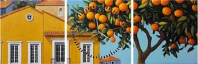 Obraz - Pomarančovník (s hodinami) (90x30 cm)