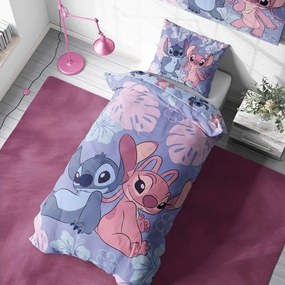 Bavlnené posteľné obliečky Lilo &amp; Stitch - motív Stitch a Angel - 100% bavlna - 70x90 cm + 140x200 cm