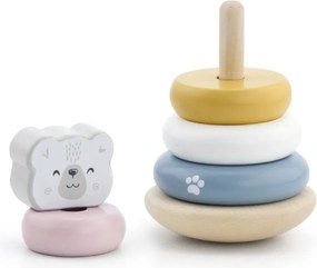 Stohovacia pyramída s medvedíkom v pastelových farbách