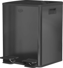HOMCOM Dual 2 x 20L Stainless Steel Trash Can — Soft-Close Lids, Removable Inner Buckets, Black | Aosom
