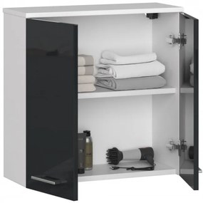 Kúpeľňová skrinka W 60 cm FIN 2D biela / grafitová, lesk