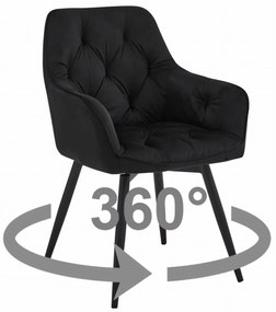Otočné jedálenské kreslo JORK360 VELVET, čierne