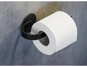 Matne čierny samodržiaci kovový držiak na toaletný papier Bivio – Wenko