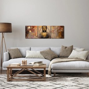 Obraz - Budha, maľba (s hodinami) (90x30 cm)