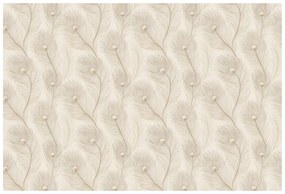 Samolepiaca fototapeta béžová elegancia s vtáčími perami