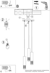 Závesné svietidlo Liro, 3x biele kovové tienidlo, o