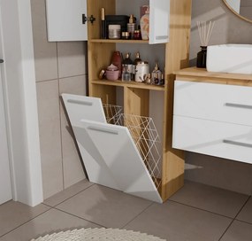 Koupelnová skříňka s 2 koši na prádlo NEL 2K DK bílá/dub Artisan