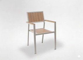 Hliníkové záhradné kreslo, béžové, 55 x 57 x 84 cm