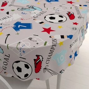 Biante Detský bavlnený oválny obrus Sandra SA-646 Futbal to je hra - na sivom 80x120 cm