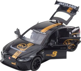 LEAN Toys Športové auto Kovový pohon Pull-Back Svetlá Zvuky Čierna 1:32