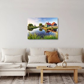 Sklenený obraz holandských mlynov (70x50 cm)